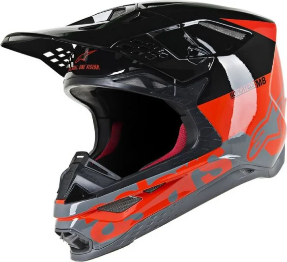 Casca Moto Enduro Supertech M8 Radium Black Orange Glossy S9