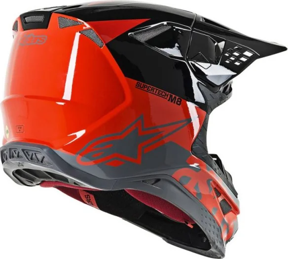 Casca Moto Enduro Supertech M8 Radium Black Orange Glossy S9