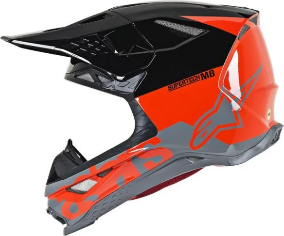 Casca Moto Enduro Supertech M8 Radium Black Orange Glossy S9
