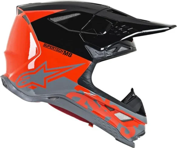 Casca Moto Enduro Supertech M8 Radium Black Orange Glossy S9