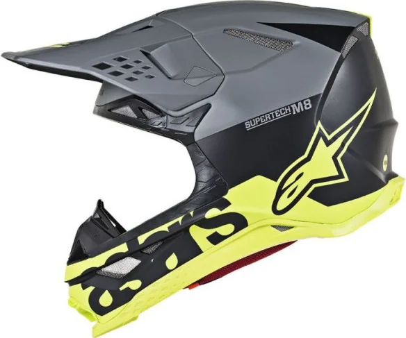 Casca Moto Enduro Supertech M8 Radium Black Matt Yellow S9