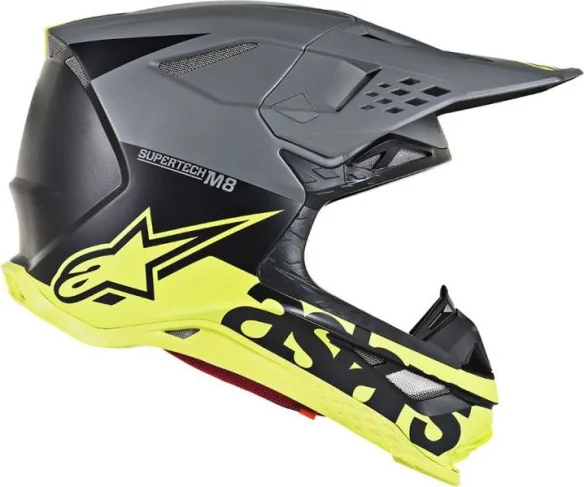 Casca Moto Enduro Supertech M8 Radium Black Matt Yellow S9