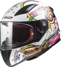 Casca Moto Full Face Copii FF353 Rapid Mini Crazy Alb Roz 2021