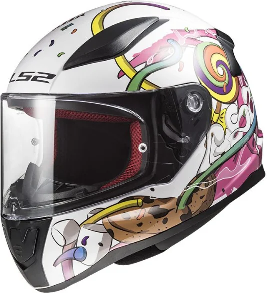 Casca Moto Full Face Copii FF353 Rapid Mini Crazy Alb Roz 2021