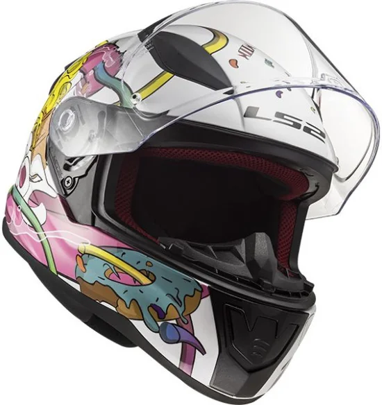 Casca Moto Full Face Copii FF353 Rapid Mini Crazy Alb Roz 2021