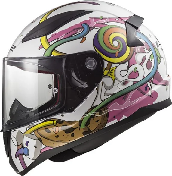 Casca Moto Full Face Copii FF353 Rapid Mini Crazy Alb Roz 2021