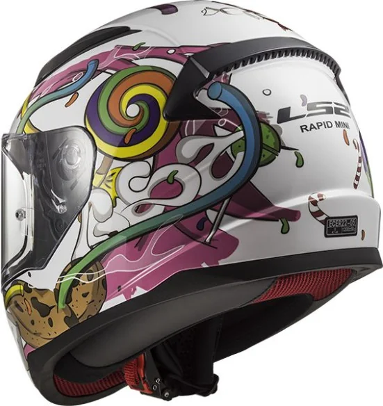 Casca Moto Full Face Copii FF353 Rapid Mini Crazy Alb Roz 2021
