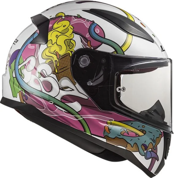 Casca Moto Full Face Copii FF353 Rapid Mini Crazy Alb Roz 2021