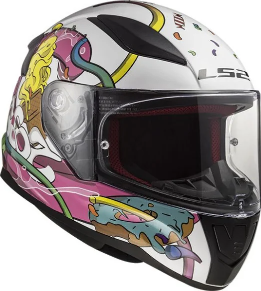 Casca Moto Full Face Copii FF353 Rapid Mini Crazy Alb Roz 2021