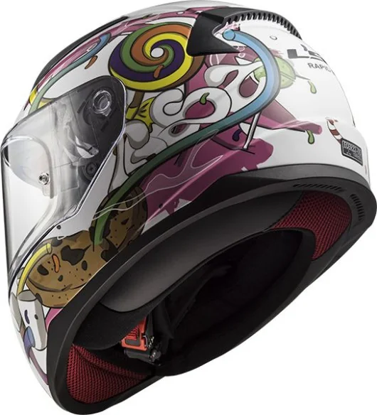 Casca Moto Full Face Copii FF353 Rapid Mini Crazy Alb Roz 2021