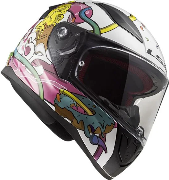 Casca Moto Full Face Copii FF353 Rapid Mini Crazy Alb Roz 2021