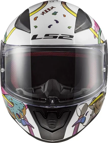 Casca Moto Full Face Copii FF353 Rapid Mini Crazy Alb Roz 2021