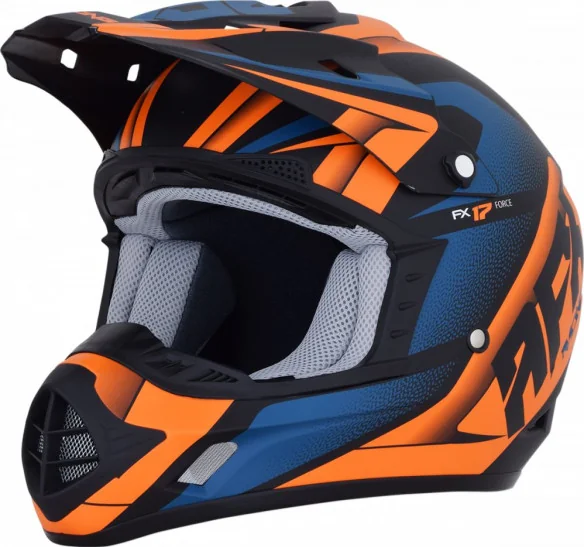 Casca Moto MX FX-17 Force Offroad Matte Black Orange Blue 2021