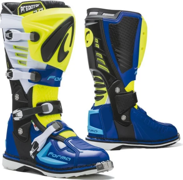 Cizme Moto MX Predator 2.0 Yellow Fluo White Blue