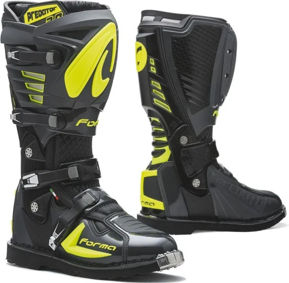 Cizme Moto MX Predator 2.0 Anthracite Yellow Fluo