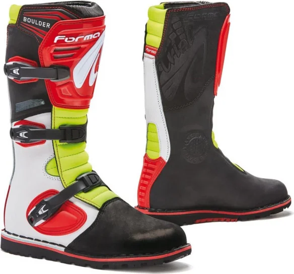 Cizme ATV Boulder White Red Yellow Fluo