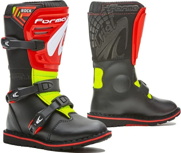 Cizme MX Copii Rock Black Red Yellow Fluo