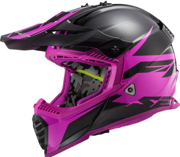 Casca Moto MX Dama MX437 Fast Evo Roar Negru Roz 2021