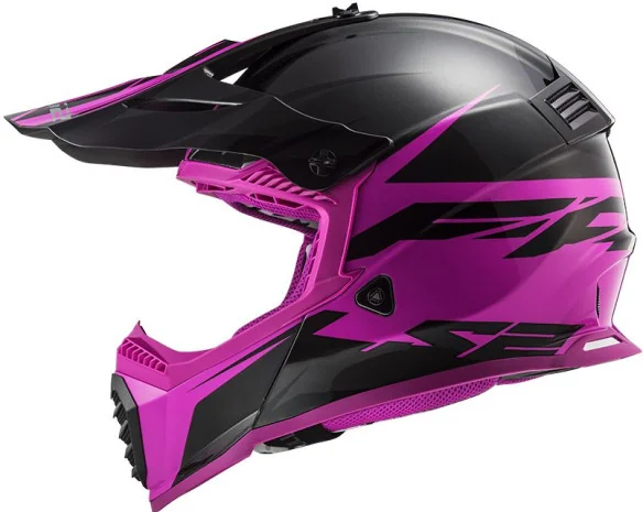 Casca Moto MX Dama MX437 Fast Evo Roar Negru Roz 2021
