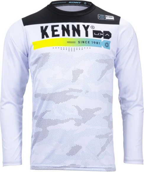Tricou Bike MTB Elite Camo White Black Yellow Blue