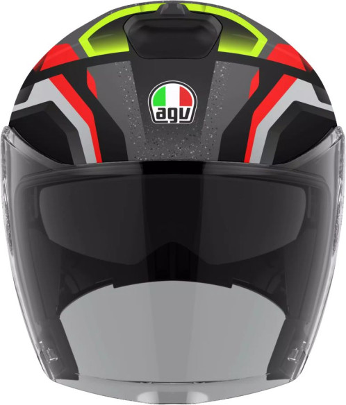 Casca Moto Open-Face Irides Agv E2206 Zurigo Black Red Yellow Fluo