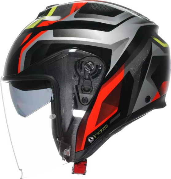 Casca Moto Open-Face Irides Agv E2206 Zurigo Black Red Yellow Fluo
