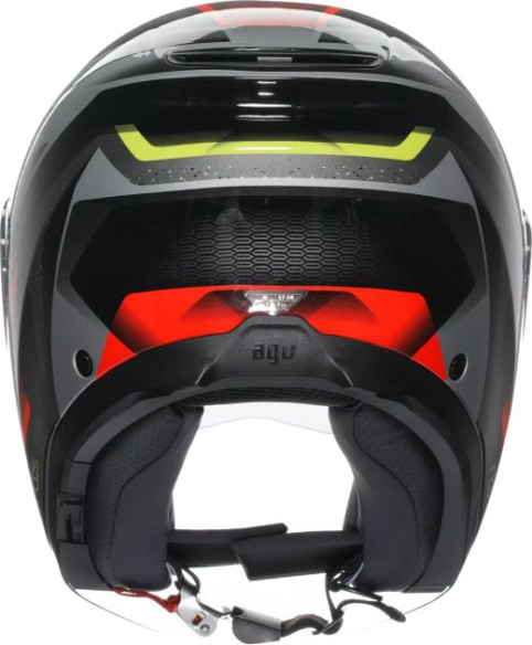 Casca Moto Open-Face Irides Agv E2206 Zurigo Black Red Yellow Fluo