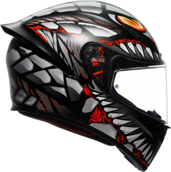 Casca Moto Full-Face K1 S Agv E2206 Lyzard Matt Black Grey Red