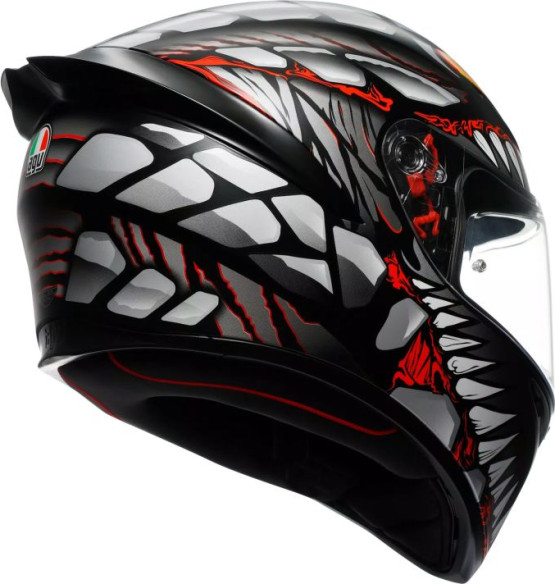 Casca Moto Full-Face K1 S Agv E2206 Lyzard Matt Black Grey Red