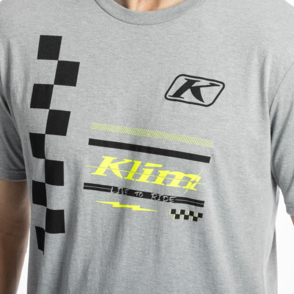 Tricou Checkered Flag Tri-blend Heathered Gray Black 25