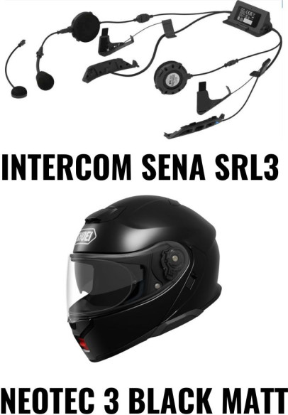 Combo Casca NEOTEC 3 Black Glossy Intercom Sena SRL3