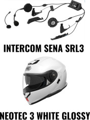 Combo Casca NEOTEC 3 White Glossy Intercom Sena SRL3