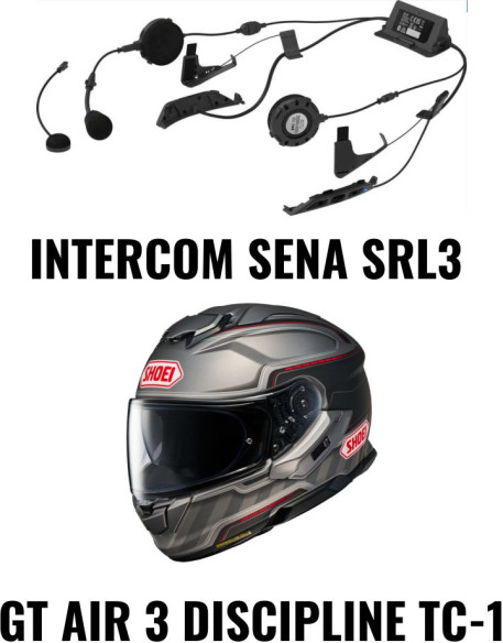 Combo Casca GT AIR 3 Discipline TC-1 Intercom Sena SRL3