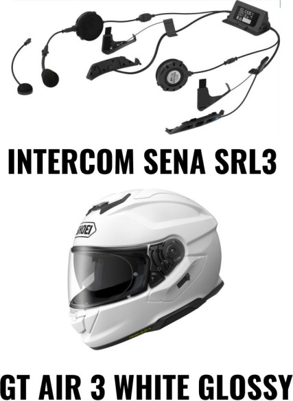 Combo Casca GT AIR 3 White Glossy Intercom Sena SRL3
