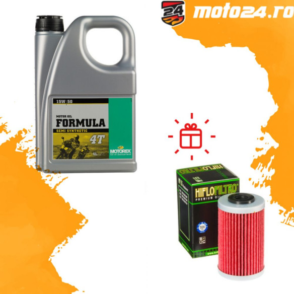 Oferta Formula 15W50 4L Bonus Filtru Ulei Hiflofiltro la alegere (Max.35 Ron)