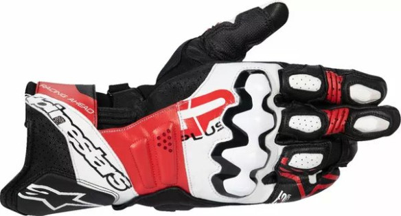 Gp Plus R V3 Leather Gloves White, Red, Black