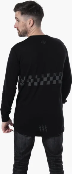 Moto Mesh Long Sleeve Bicycle Jersey Black