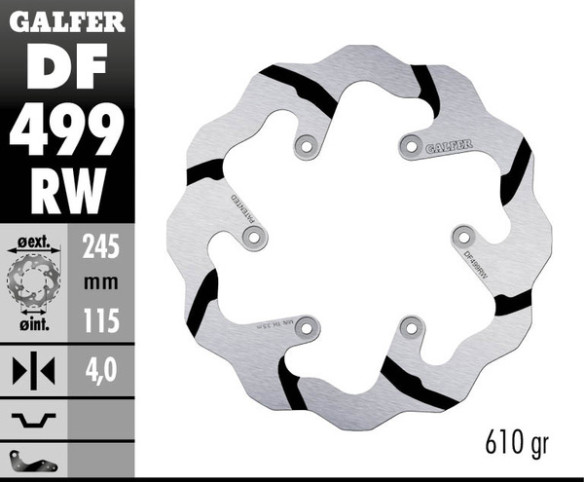 Brake Rotor Fixed Wave Grooved Black, Silver, Polished
