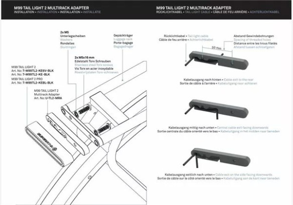 M99 Tail Light 2 Multi-rack Adapter Black