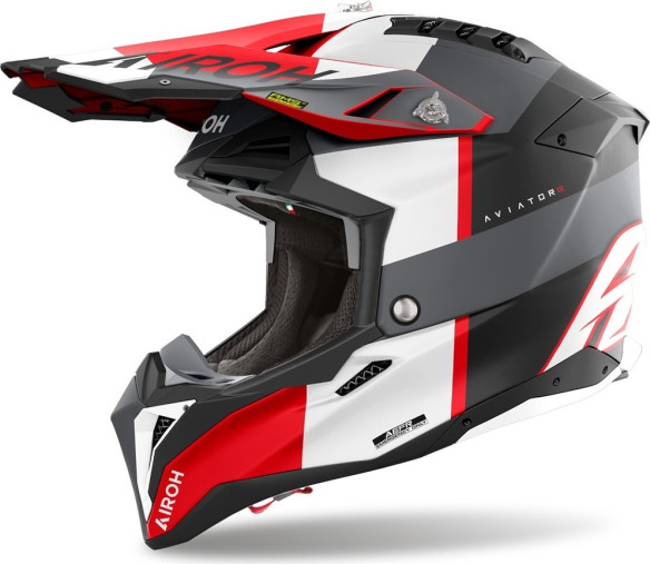 Casca Moto MX/Enduro Aviator 3 Monarch Black Matt/Grey/Red