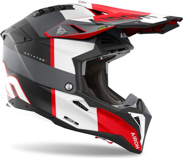 Casca Moto MX/Enduro Aviator 3 Monarch Black Matt/Grey/Red