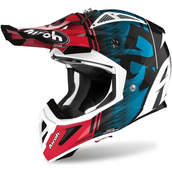 Casca Moto Enduro Aviator Ace Kybon Blue/Red Gloss