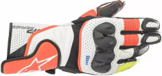 Manusi Moto Piele SP-2 v3 White/Red Fluo/Black