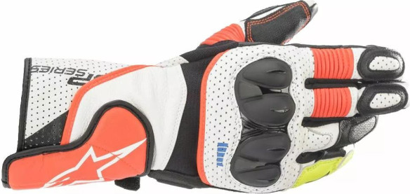 Manusi Moto Piele SP-2 v3 White/Red Fluo/Black