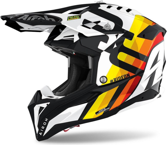 Casca Moto Enduro Aviator 3 Rainbow White Gloss