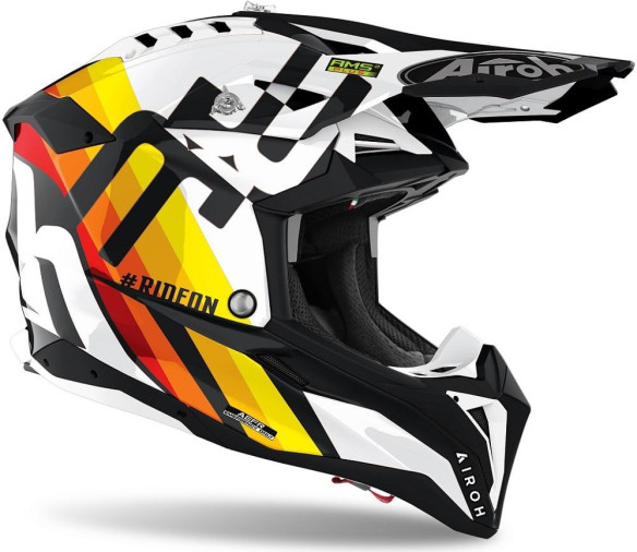 Casca Moto Enduro Aviator 3 Rainbow White Gloss