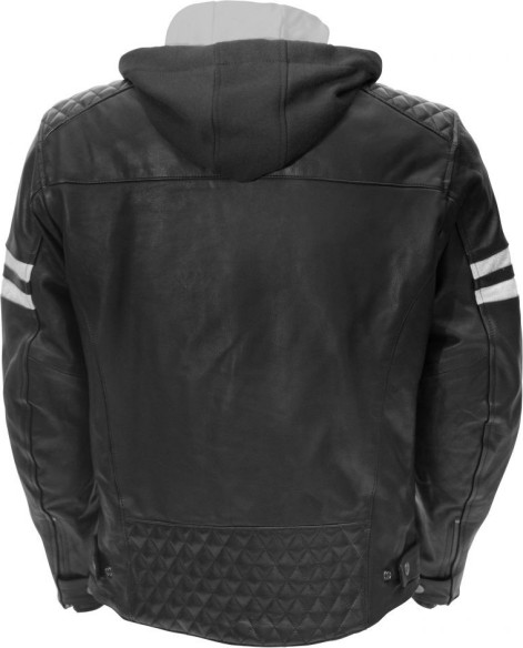 Geaca Moto Piele JARI HOODED Black/White
