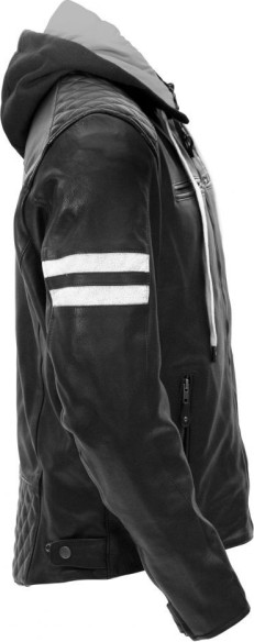 Geaca Moto Piele JARI HOODED Black/White