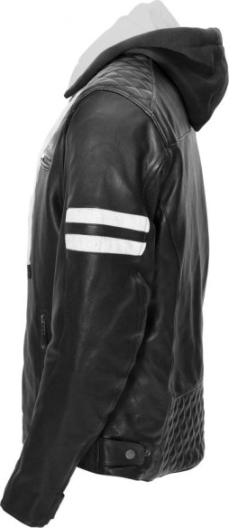 Geaca Moto Piele JARI HOODED Black/White