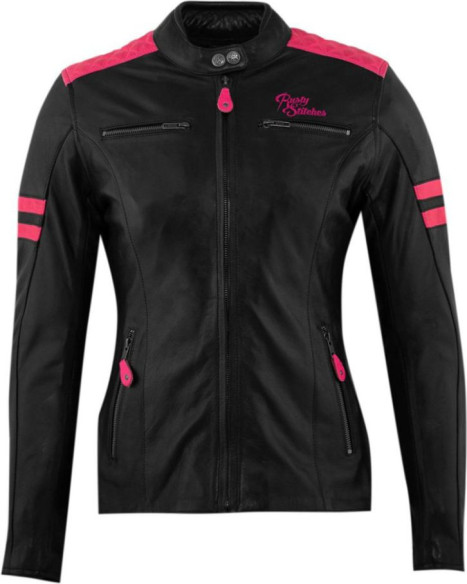 Geaca Moto Piele Dama Joyce Black/Pink